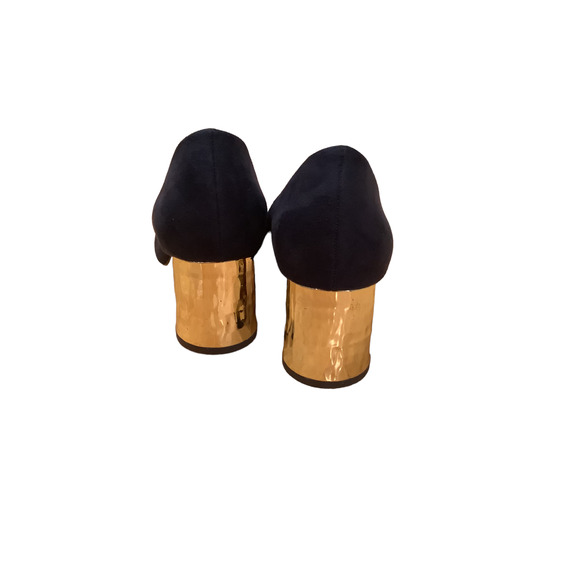 ZARA BASIC COLLECTION  PUMP WITH GOLD HAMMERED HEEL US 7 EU 38 - Picture 4 of 8